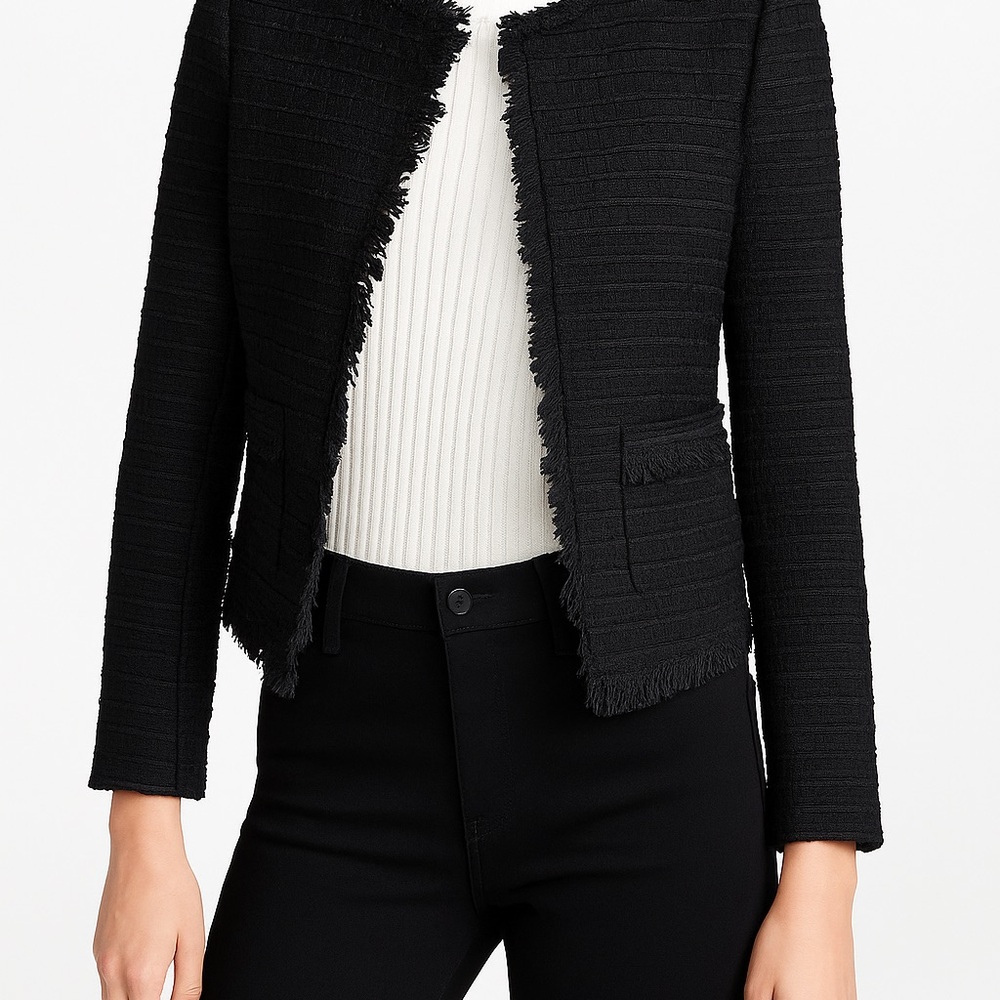 Women's Black Textured Blazer - Picture 2 of 3
